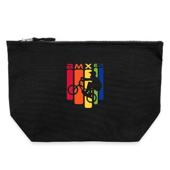 Silhouette de cascades arc-en-ciel BMX - Pochette zippée en toile 22 x 23 cm - noir - Devant