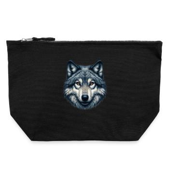 Loup - Pochette zippée en toile 22 x 23 cm - noir - Devant