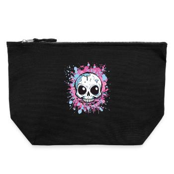 Neon Splatter Skull Art - Canvas Zip Pouch 22 x 23 cm - black - Front