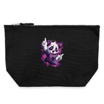 Party Panda Music Fun - Pochette zippée en toile 22 x 23 cm - noir - Devant