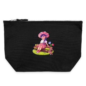 Mushroom Girl in a Forest - Canvas Zip Pouch 22 x 23 cm - black - Front