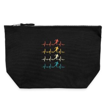 Rugby heartbeat retro rugby - Pochette zippée en toile 22 x 23 cm - noir - Devant