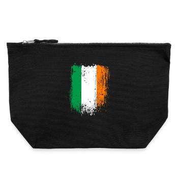 Irische Trikolore Flagge - Canvas Reißverschluss-Täschchen (22 x 23 cm) - Schwarz - Vorne