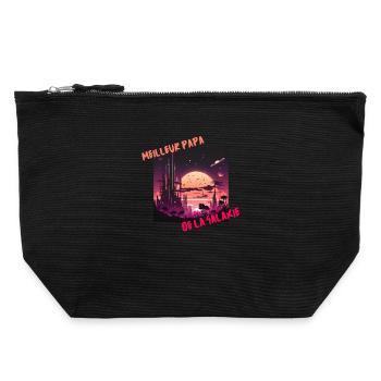 Meilleur Papa Galactique - Pochette zippée en toile 22 x 23 cm - noir - Devant