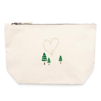 Winterwald Herz Sterne - Canvas Reißverschluss-Täschchen (22 x 23 cm) - Naturweiß - Vorne