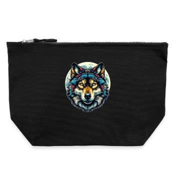 Loup - Pochette zippée en toile 22 x 23 cm - noir - Devant