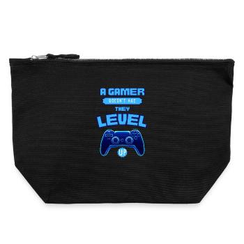 Gamer Level Up Neon Controller - Canvas Zip Pouch 22 x 23 cm - black - Front