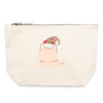 Scottish Christmas cat in winter look - Canvas Zip Pouch 22 x 23 cm - nature - Front