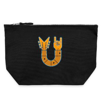 U-Shape Guitar & Rock Hand - Canvas Reißverschluss-Täschchen (22 x 23 cm) - Schwarz - Vorne