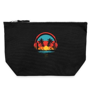 Strand Sommer Palme - Canvas Reißverschluss-Täschchen (22 x 23 cm) - Schwarz - Vorne