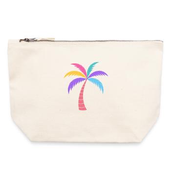 Couleurs colorées de palmiers arc-en-ciel - Pochette zippée en toile 22 x 23 cm - blanc naturel - Devant
