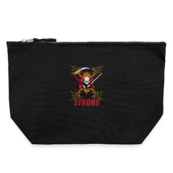 Skelett Krieger mit Krone - Canvas Reißverschluss-Täschchen (22 x 23 cm) - Schwarz - Vorne