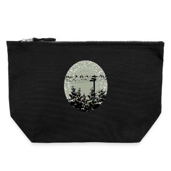 Birds on power line over illuminated trees - Canvas Zip Pouch 22 x 23 cm - black - Front