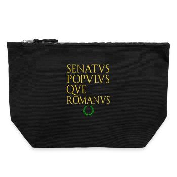 Sénat et peuple de Rome écrit en latin - Pochette zippée en toile 22 x 23 cm - noir - Devant