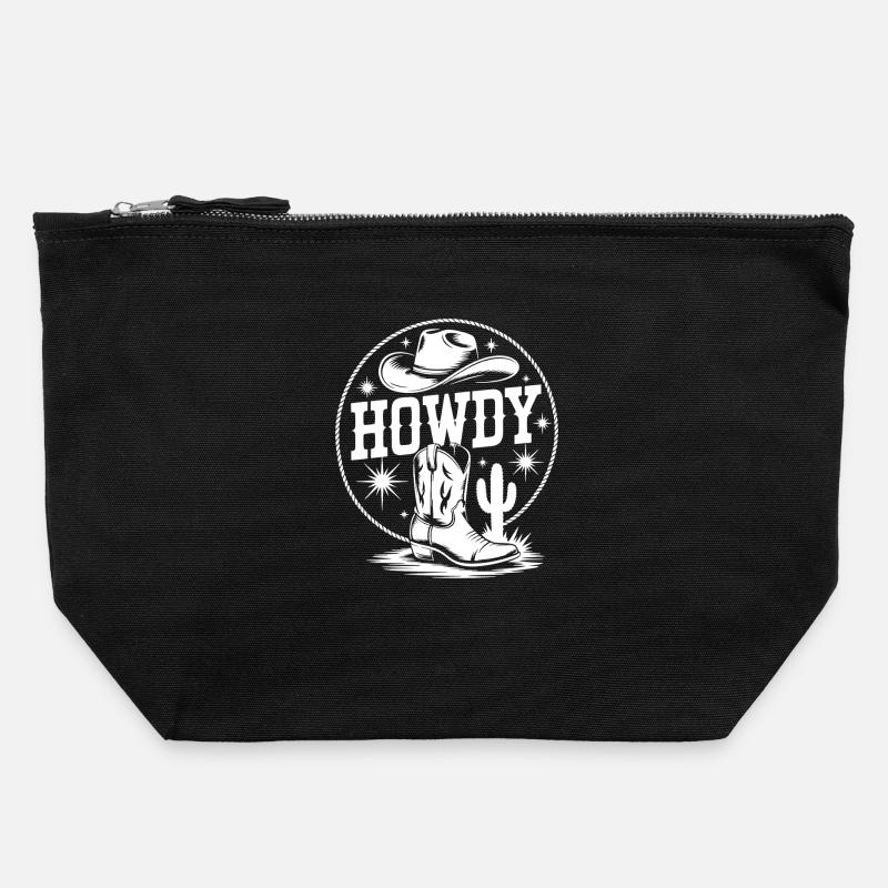 Conception de silhouette de cow-boy western - Pochette zippée en toile 22 x 23 cm - noir