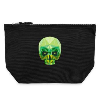 Tête de mort émeraude - Pochette zippée en toile 22 x 23 cm - noir - Devant