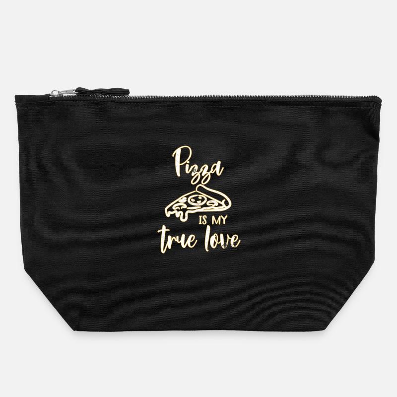 Pizza - Canvas Zip Pouch 22 x 23 cm - black