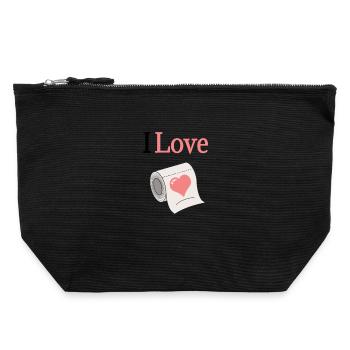 J’aime le papier toilette - Pochette zippée en toile 22 x 23 cm - noir - Devant