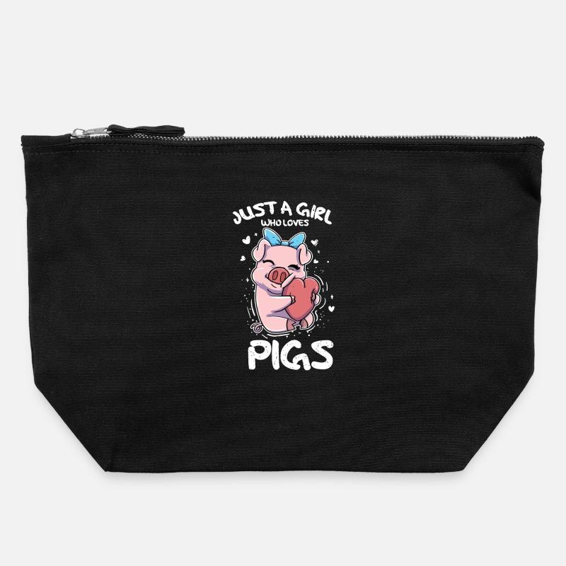 Cochon Piggy - Pochette zippée en toile 22 x 23 cm - noir
