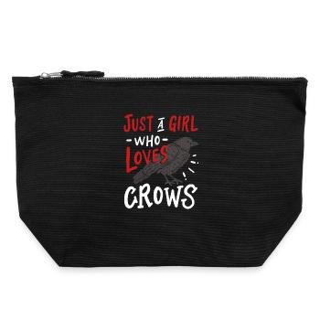 Crow - Canvas Zip Pouch 22 x 23 cm - black - Front