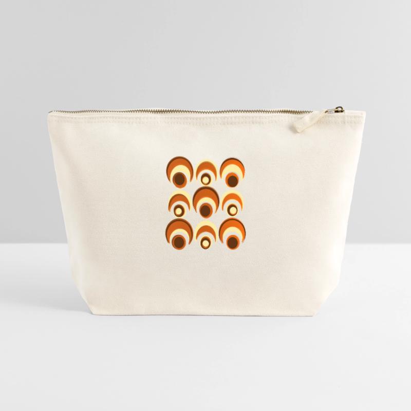 60s 70s Retro Pattern Circle Style Pattern Canvas Zip Pouch 22 x 23 cm