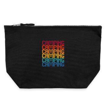 Camping Regenbogen Blockschrift - Canvas Reißverschluss-Täschchen (22 x 23 cm) - Schwarz - Vorne
