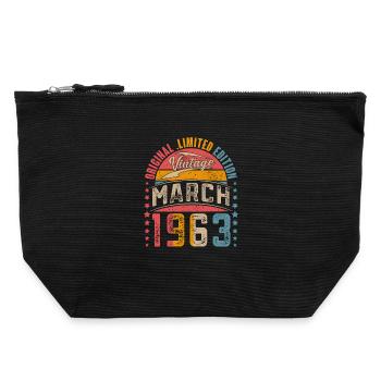 1963 Année de naissance Mars Anniversaire - Pochette zippée en toile 22 x 23 cm - noir - Devant