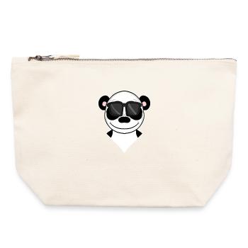 Panda - ours panda cool - Pochette zippée en toile 22 x 23 cm - blanc naturel - Devant