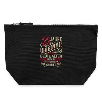 33. Geburtstag Vintage Retro - Canvas Reißverschluss-Täschchen (22 x 23 cm) - Schwarz - Vorne