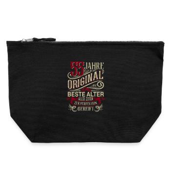55. Geburtstag Vintage Retro - Canvas Reißverschluss-Täschchen (22 x 23 cm) - Schwarz - Vorne