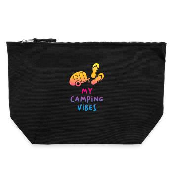 Camping Vibes Quote Caravan Wohnmobil Verlauf Fan - Canvas Reißverschluss-Täschchen (22 x 23 cm) - Schwarz - Vorne