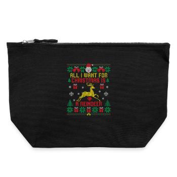All I want is a reindeer funny ugly Christmas - Canvas Zip Pouch 22 x 23 cm - black - Front
