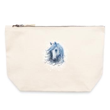 Tête de cheval dans la neige Star Winter - Pochette zippée en toile 22 x 23 cm - blanc naturel - Devant