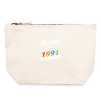 1991 - Né en 1991 - Né en 1991 - Pochette zippée en toile 22 x 23 cm - blanc naturel - Devant