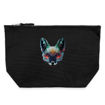 Neon Fox Head Art - Canvas Zip Pouch 22 x 23 cm - black - Front