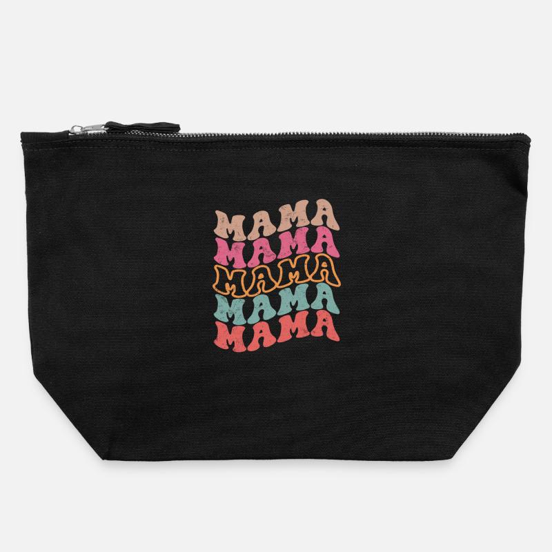 Retro Groovy Mama Zum Muttertag - Canvas Reißverschluss-Täschchen (22 x 23 cm) - Schwarz