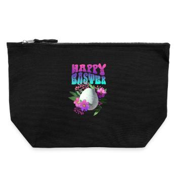 Happy Easter Easter Egg Floral - Canvas Zip Pouch 22 x 23 cm - black - Front