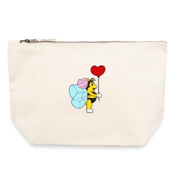 Mariage en ballon Bee Bride - Pochette zippée en toile 22 x 23 cm - blanc naturel - Devant