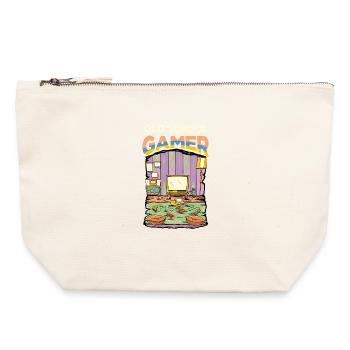 Old School Gamer, console de jeux vidéo rétro amusante - Pochette zippée en toile 22 x 23 cm - blanc naturel - Devant