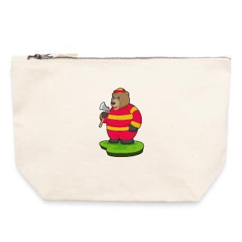 Brigade de pompiers Bear Axe - Pochette zippée en toile 22 x 23 cm - blanc naturel - Devant