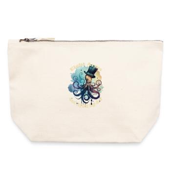 Eight arms, a stylish hat, octopus - Canvas Zip Pouch 22 x 23 cm - nature - Front