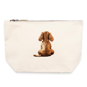 Cocker Épagneul - Pochette zippée en toile 22 x 23 cm - blanc naturel - Devant