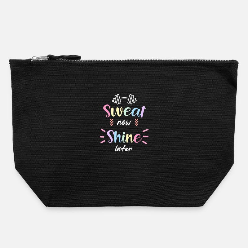 Sweat Now Shine Later Gym Design - Canvas Zip Pouch 22 x 23 cm - black
