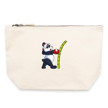 Panda Boxer Boxhandschuhe Boxen - Canvas Reißverschluss-Täschchen (22 x 23 cm) - Naturweiß - Vorne