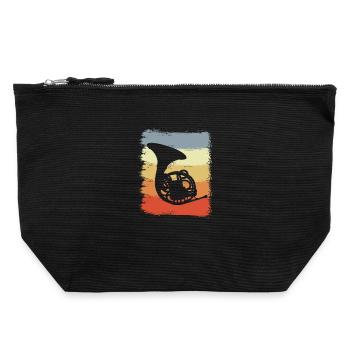 Retro French Horn - Canvas Zip Pouch 22 x 23 cm - black - Front