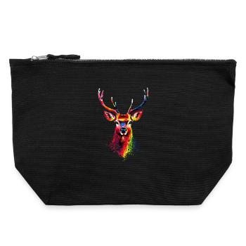 Deer, Antlers, Hunting, Deer, Reindeer, Red Deer, Hunter - Canvas Zip Pouch 22 x 23 cm - black - Front
