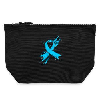Prostate Cancer Awareness Bow Light Blue - Canvas Zip Pouch 22 x 23 cm - black - Front