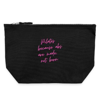 Pilates Parce que les abdominaux sont faits, pas nés – cadeau - Pochette zippée en toile 22 x 23 cm - noir - Devant