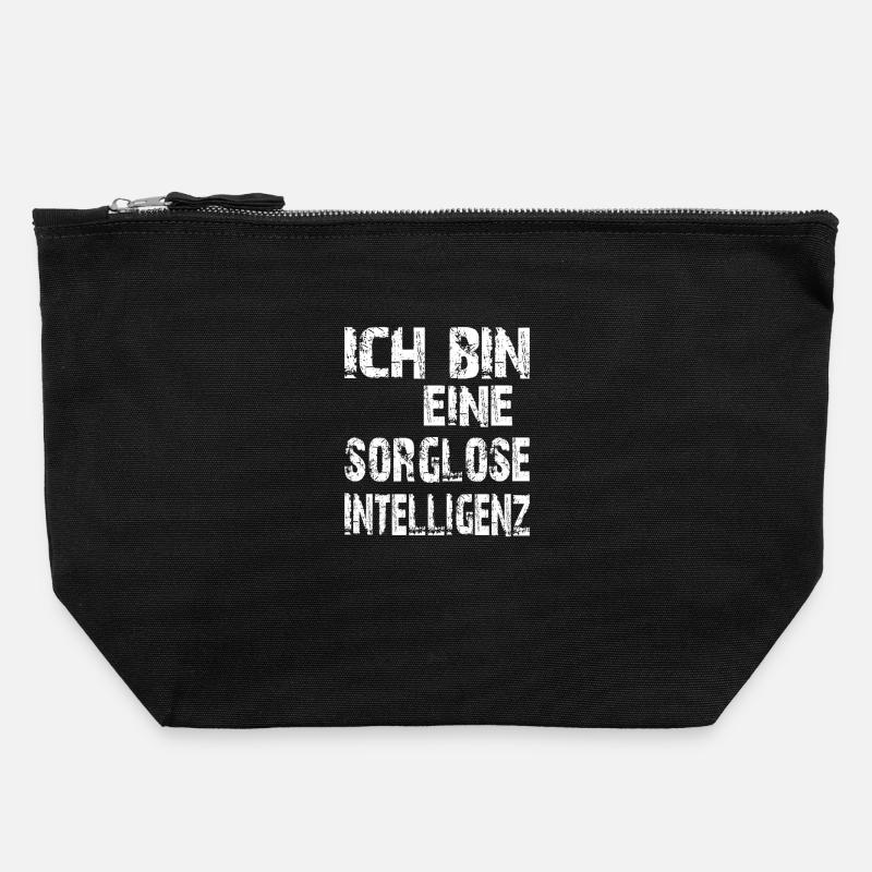 KI Spruch Ich bin eine sorglose Intelligenz - Canvas Reißverschluss-Täschchen (22 x 23 cm) - Schwarz