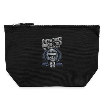 Overworked & Underfu***d- Corporate Skeleton Humor - Canvas Zip Pouch 22 x 23 cm - black - Front